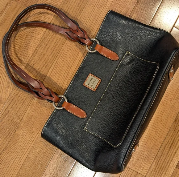 Dooney & Bourke Black Pebble Leather Shoulder Bag Purse - Picture 2 of 16